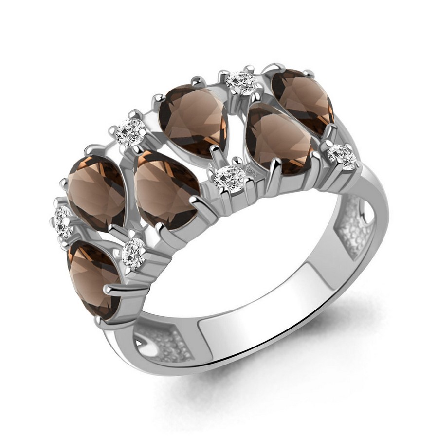 Кольцо, серебро, раухтопаз, 65016301А.5
